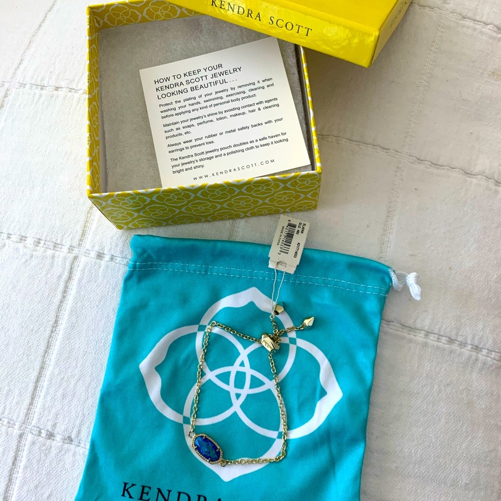 Kendra Scott NWT Gold Elaina Blue Bracelet